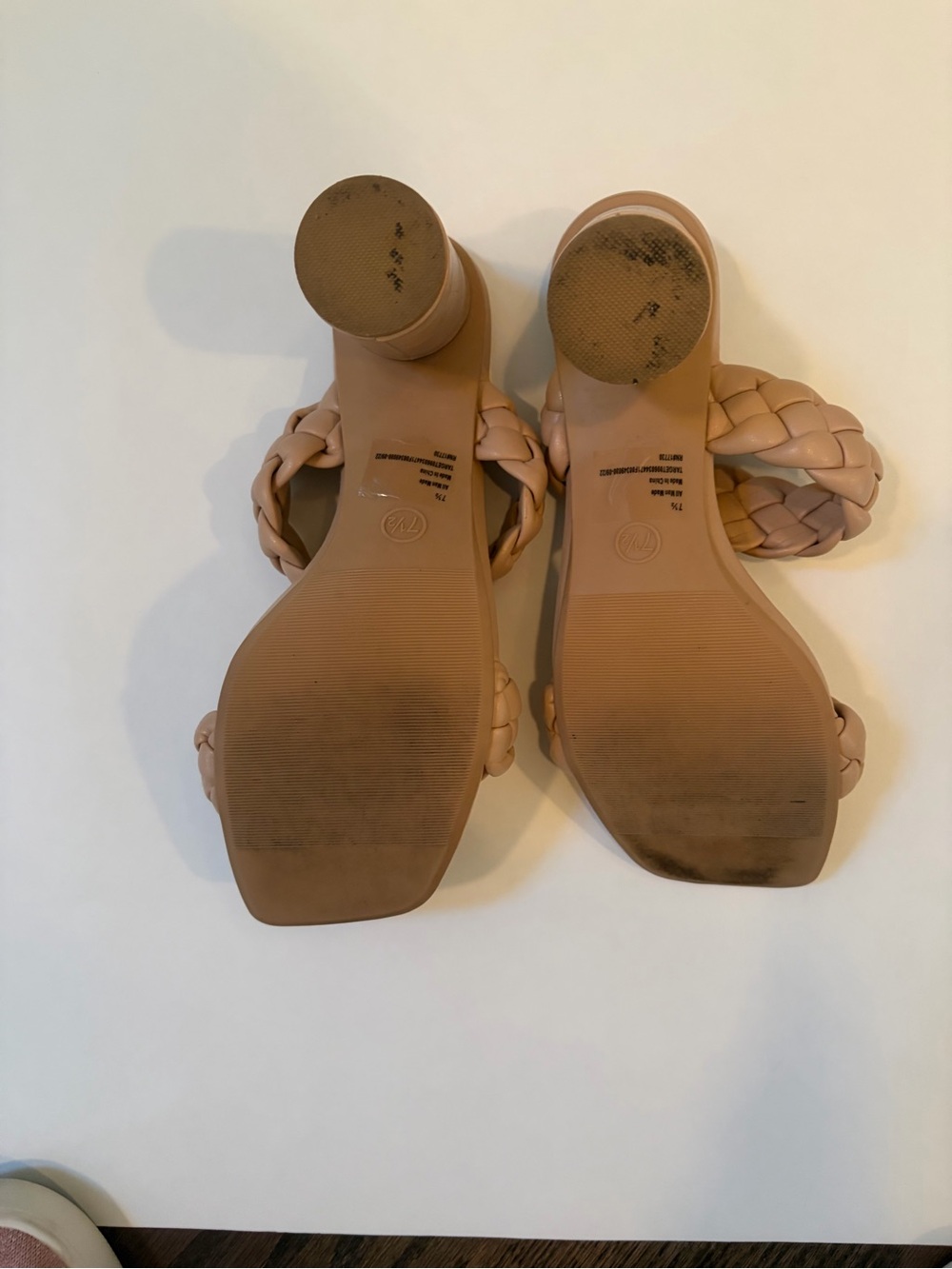 a new day Braided Double-Strap Slide Heels - Nude Beige EUC size 7.5 - Picture 6 of 9